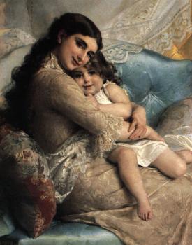 Emile Munier : portrait of a mother and daughter